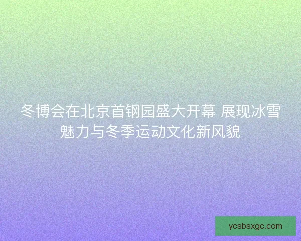 冬博会在北京首钢园盛大开幕 展现冰雪魅力与冬季运动文化新风貌