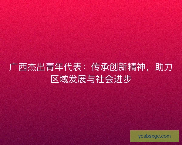广西杰出青年代表：传承创新精神，助力区域发展与社会进步